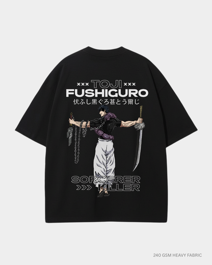 Toji Fushiro Unisex Oversized T-Shirt | Antherr Core Black Cotton 240 GSM