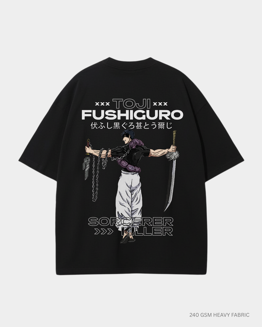 Toji Fushiro Unisex Oversized T-Shirt | Antherr Core Black Cotton 240 GSM