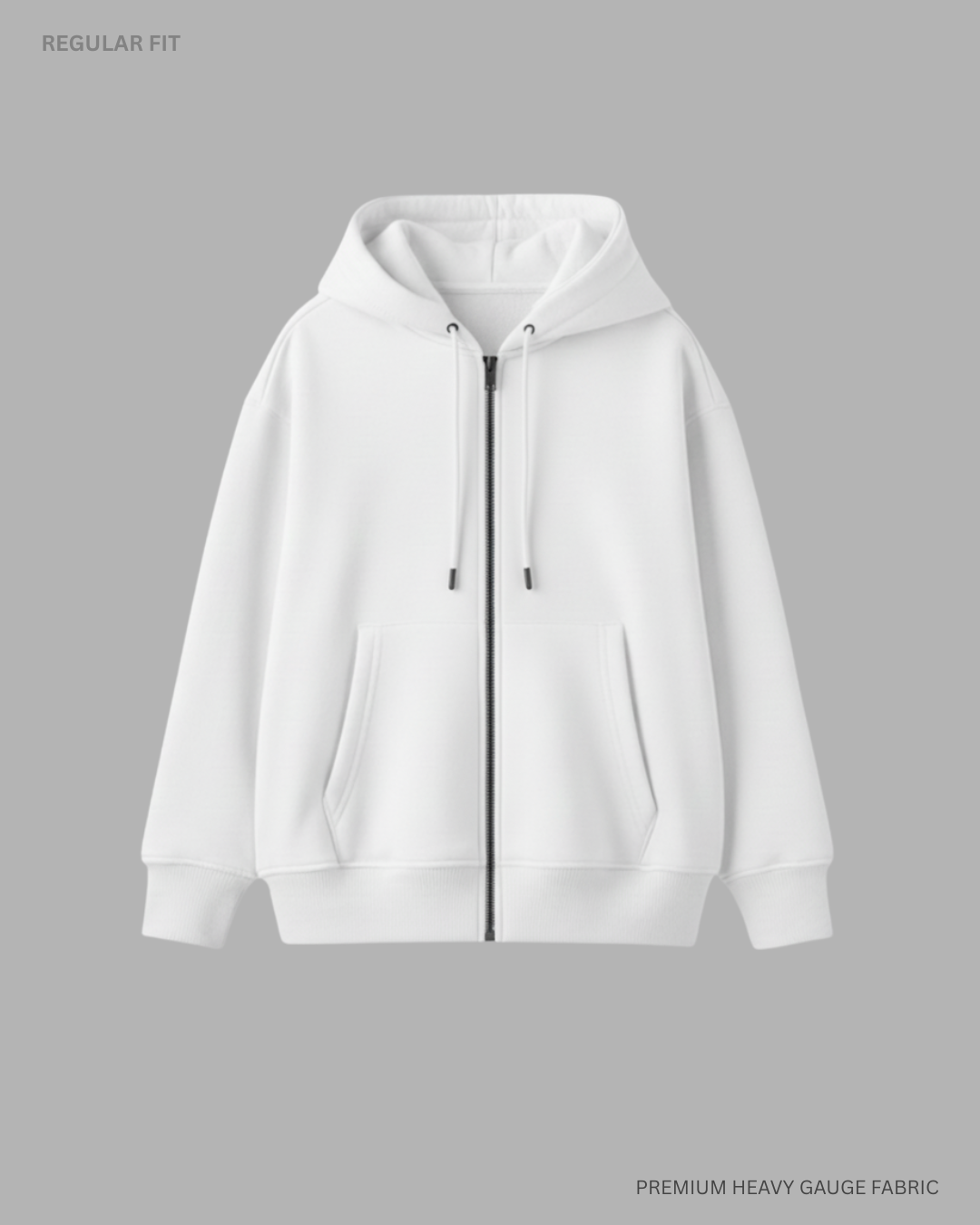 Basic White Unisex Winter Zipper Hoodies WHITE