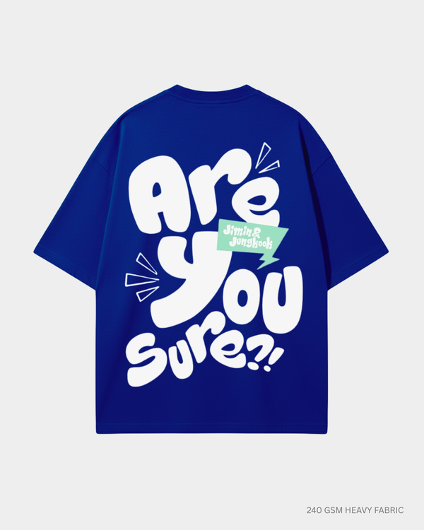 Jimin & Jungkook Are You Sure Oversized T-Shirt India | Antherr Core Royal Blue Cotton 240 GSM