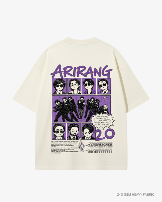 Chibi Arirang BTS 2.0 Unisex Oversized T-Shirt | Antherr Core Off White Cotton 240 GSM