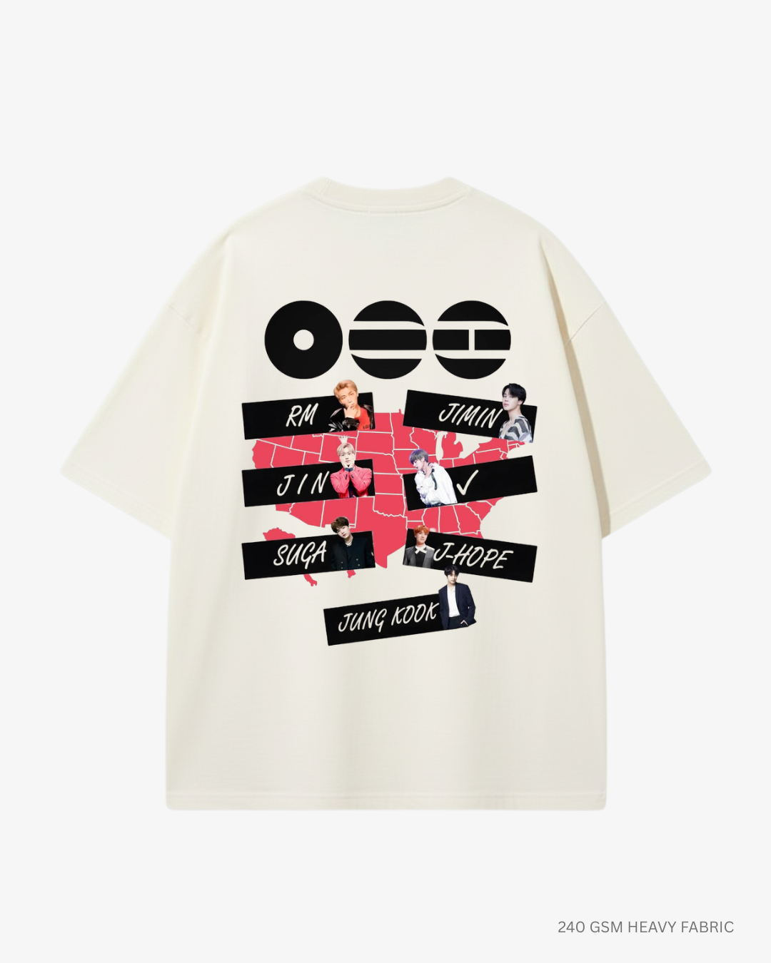 BTS Members Unisex Oversized T-Shirt | Antherr Core Off White Cotton 240 GSM