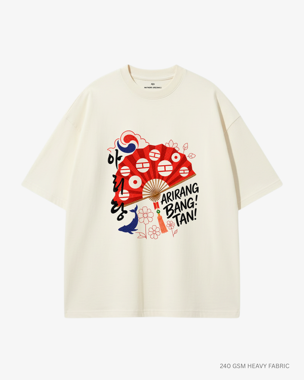 Arirang Bangtan Unisex Oversized T-Shirt | Antherr Core Off White Cotton 240 GSM