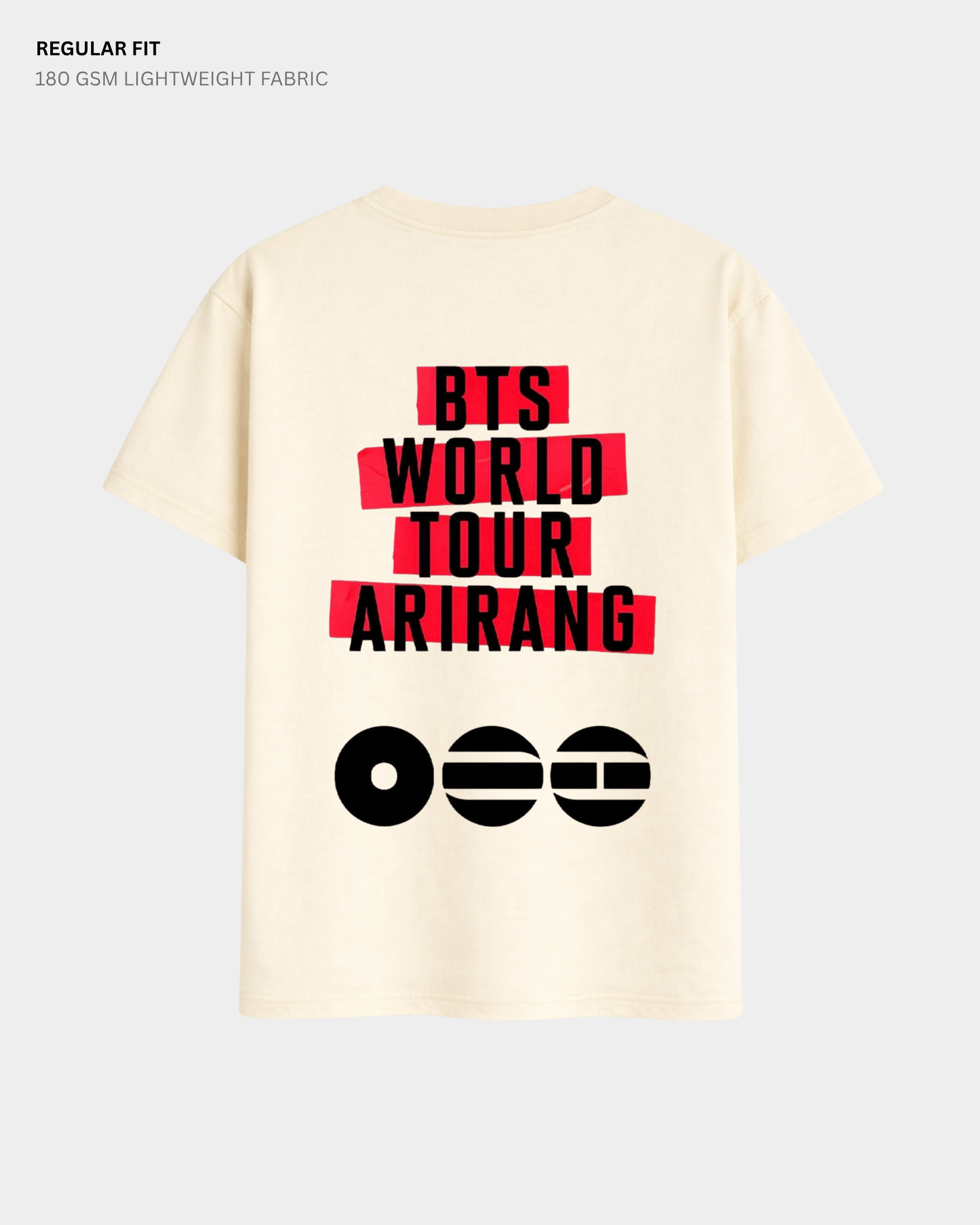 BTS World Tour ARIRANG Regular Fit T-Shirt | Antherr Core Off White Cotton 180 GSM