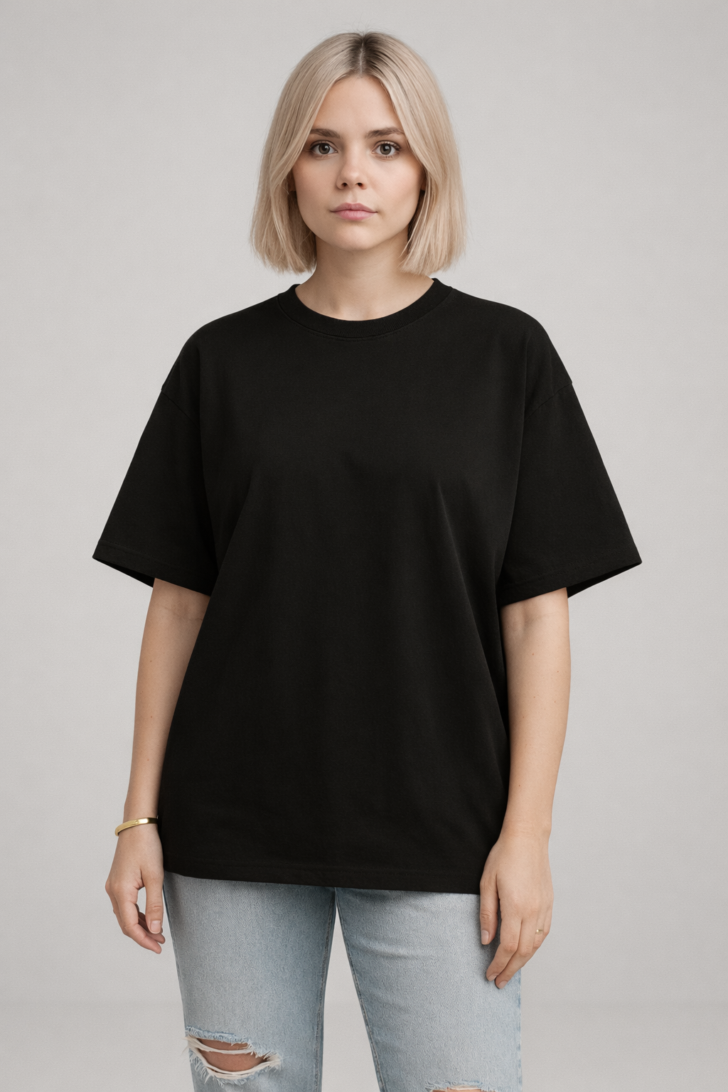Basic black oversized tshirt India women streetwear
