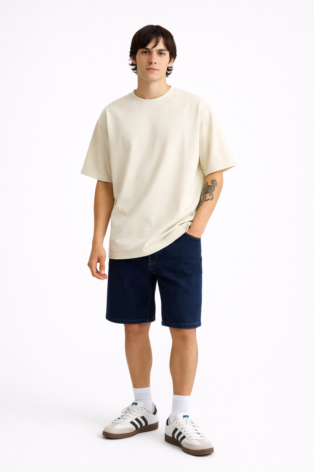 Basic off white oversized tshirt India men streetwear
