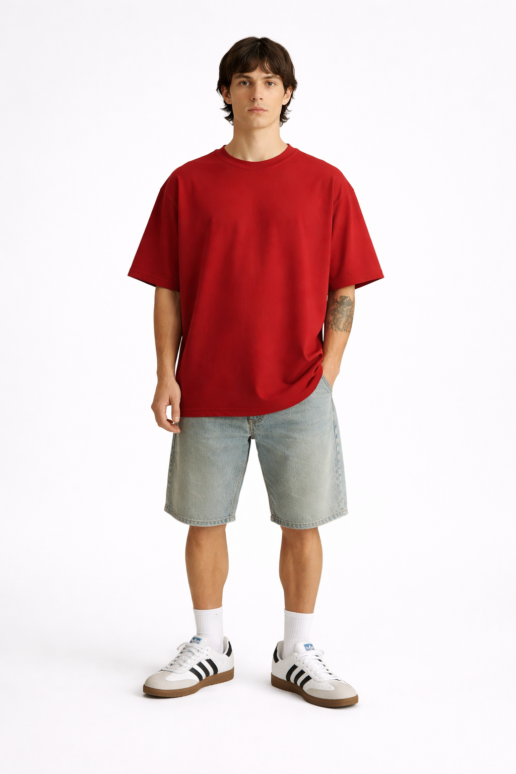 Basic red oversized tshirt India men streetwear
