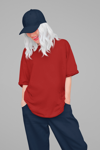 Basic Oversized T-shirt for Women: Red Red