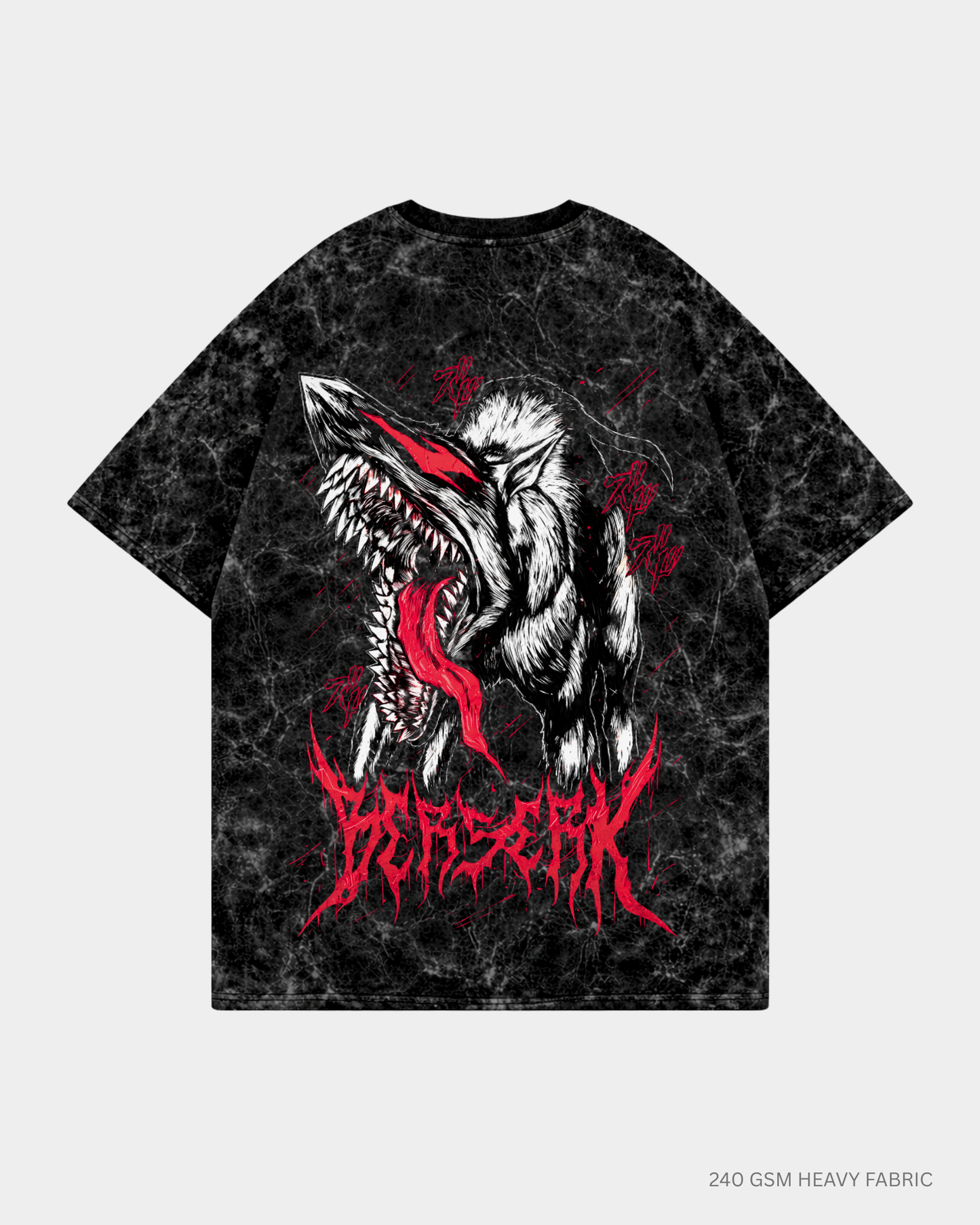 Berserk Anime Unisex Oversized T-Shirt | Antherr Core Acid Wash Black Cotton 240 GSM