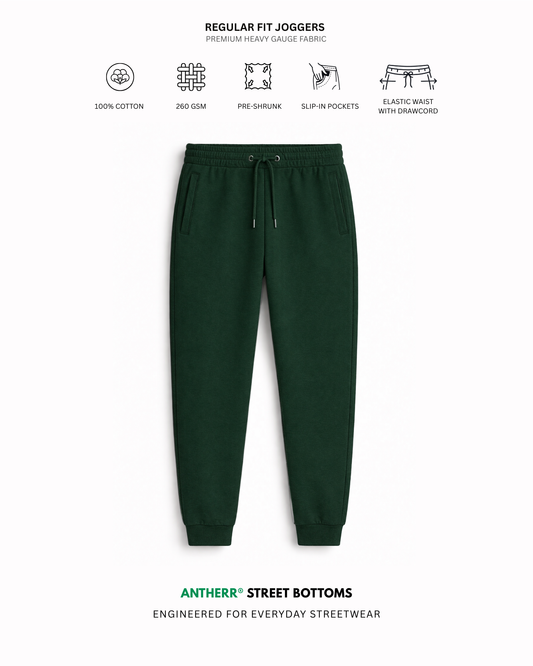Bottle Green Unisex Everyday Joggers clothing features