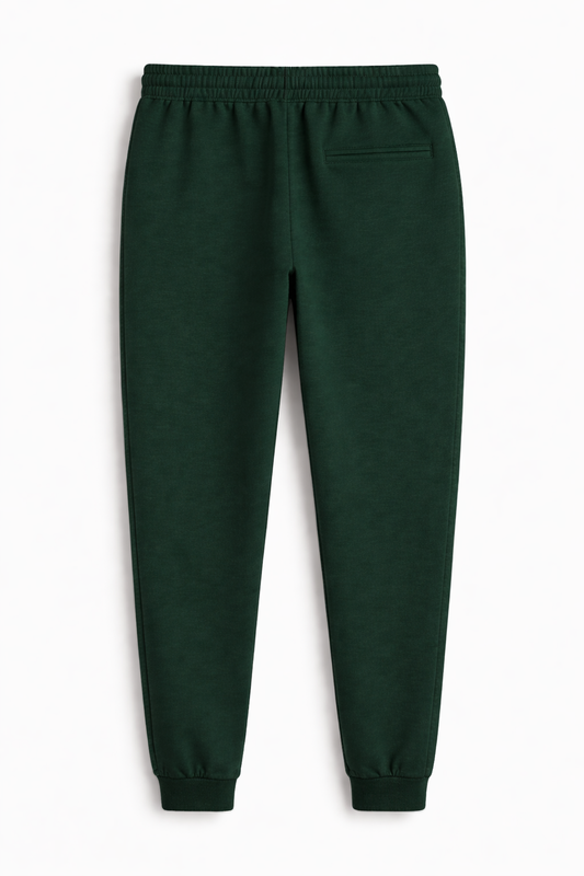 Bottle Green unisex joggers 260 GSM cotton fleece regular fit streetwear antherr originals back view