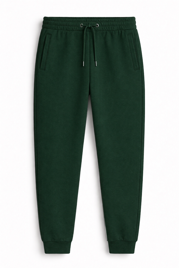 Bottle Green unisex joggers 260 GSM cotton fleece regular fit streetwear antherr originals front view
