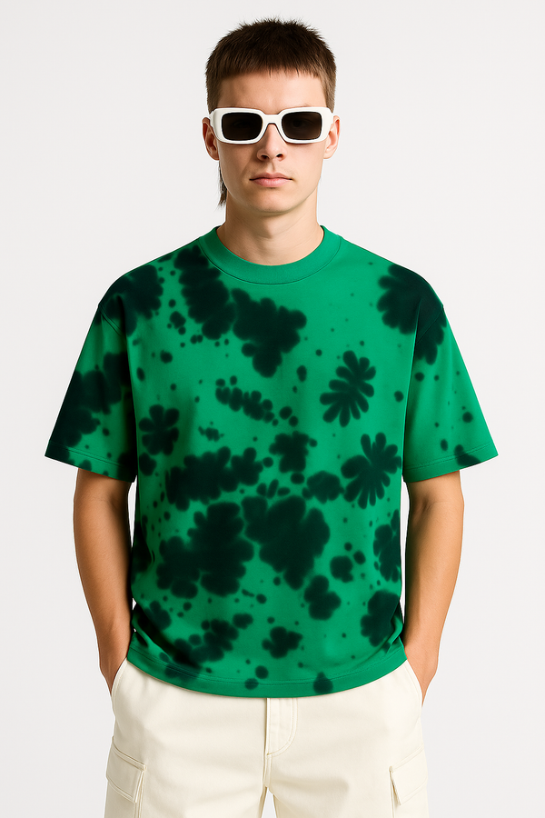 Tie Dye Oversized T-shirt: Green & Black GREEN & BLACK