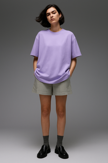 Basic Oversized T-shirt for Women: Lavender LAVENDER