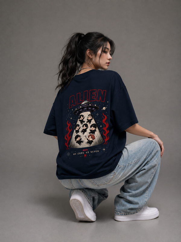 Chibi Alien Arirang Unisex French Terry Oversized T-Shirt