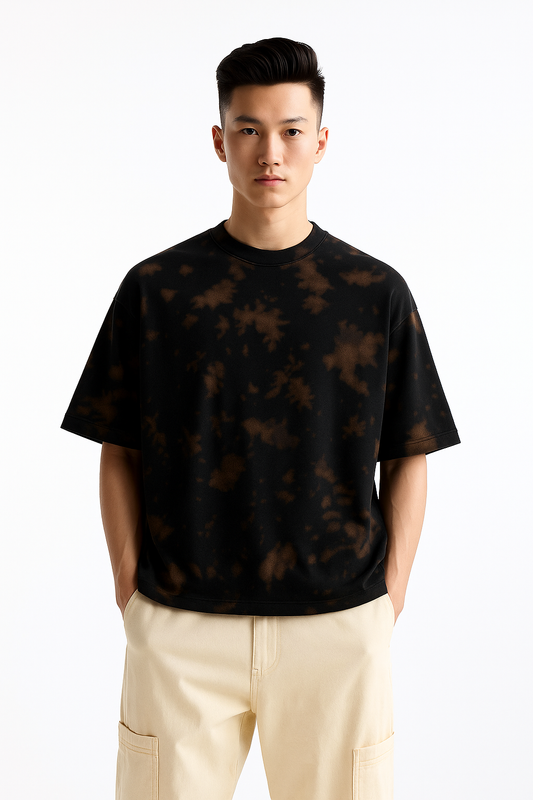Tie Dye Oversized T-shirt: Black Brown BLACK & BROWN