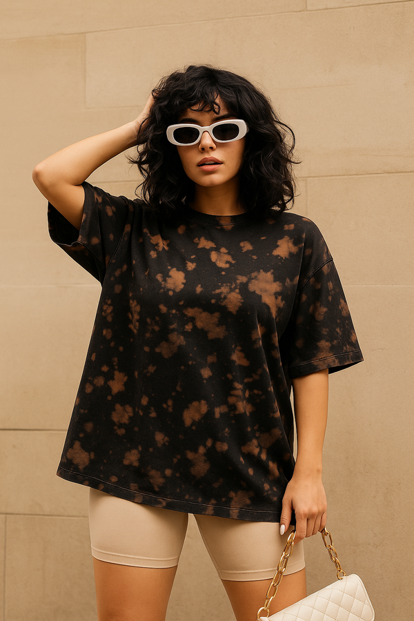 Tie Dye Oversized T-shirt: Black Brown BLACK & BROWN