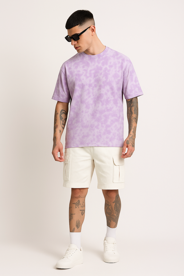 Tie Dye Oversized T-shirt: Lavender White LAVENDER & WHITE