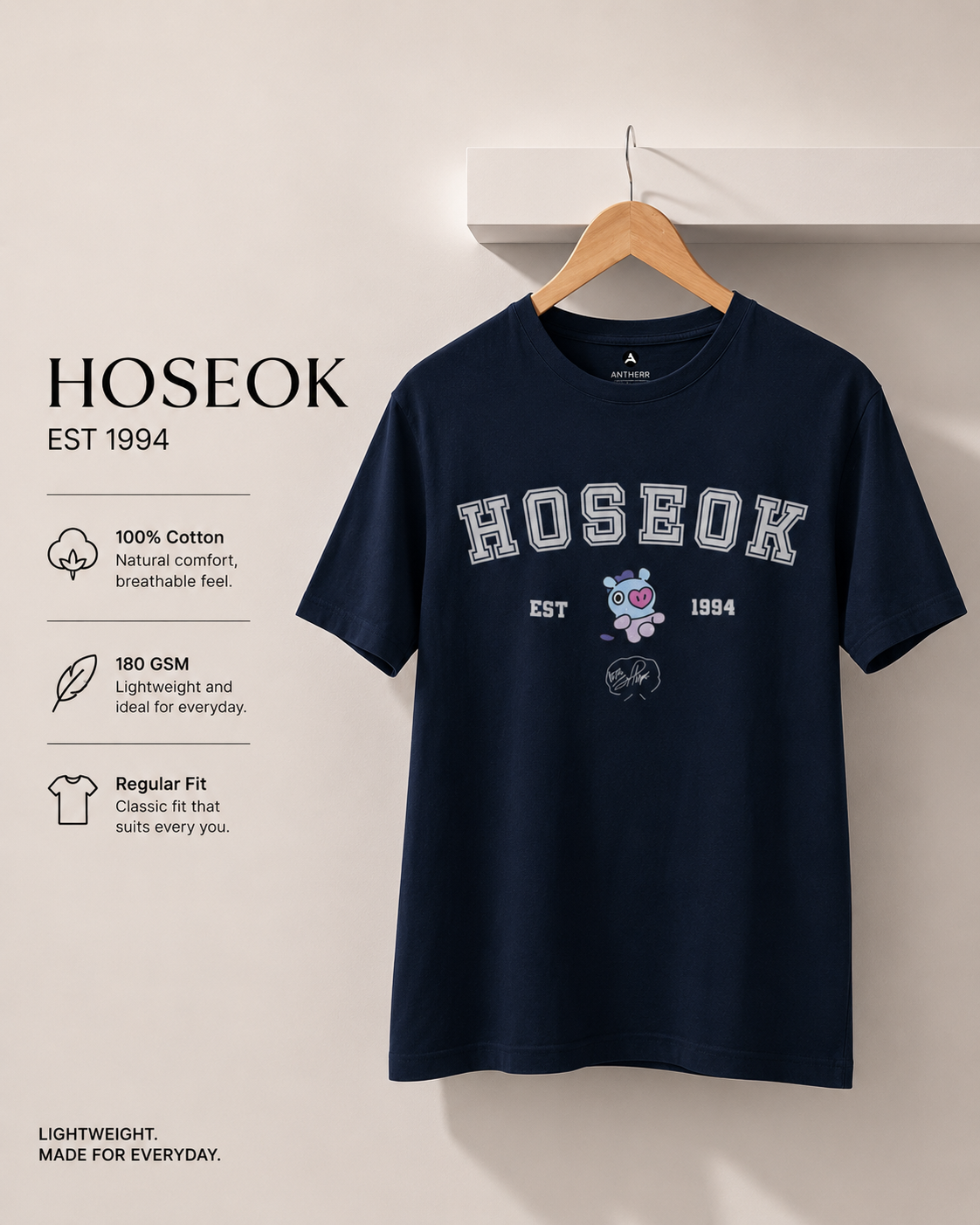 BTS Crew Unisex Regular Fit T-Shirts HoSeoK