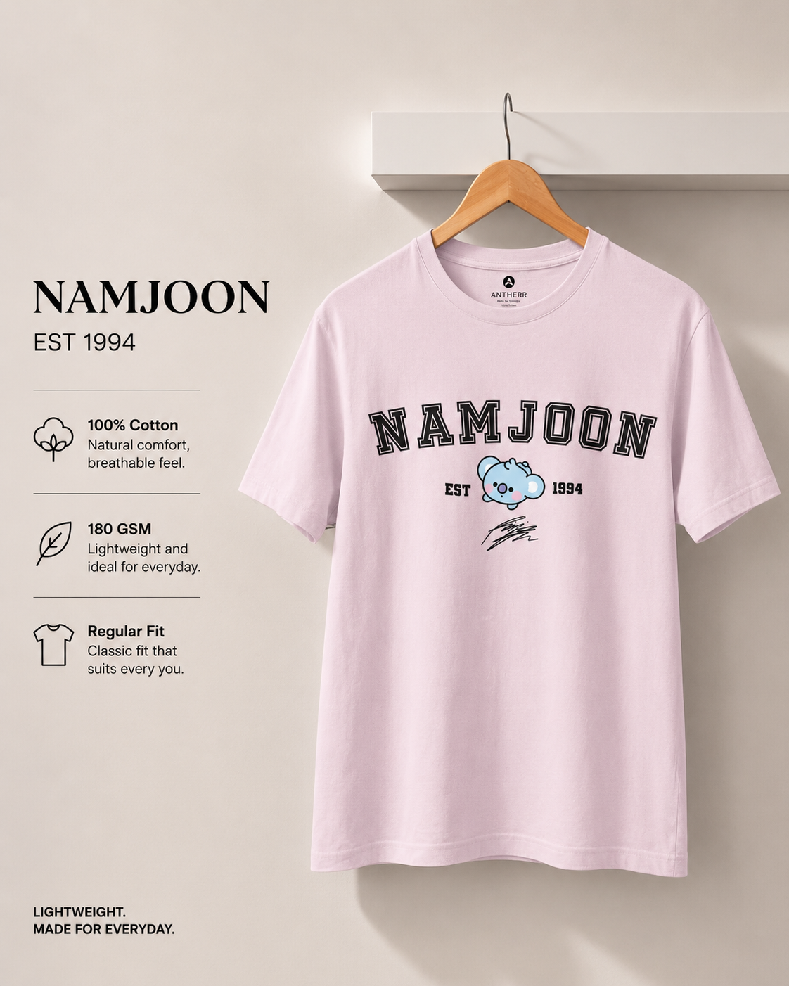 BTS Crew Unisex Regular Fit T-Shirts Namjoon