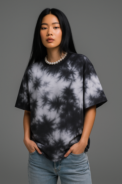 Tie Dye Oversized T-shirt: Black & White BLACK & WHITE