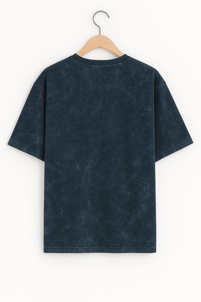 Acid Wash Oversized T-shirt: Navy Blue