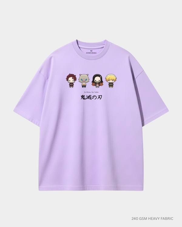 Chibi Demon Squad: Unisex Oversized T-Shirts LAVENDER