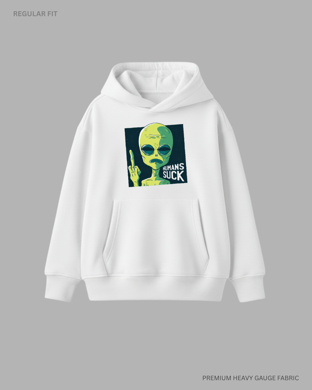 Human Sucks Alien & Space Unisex Winter Hoodies WHITE