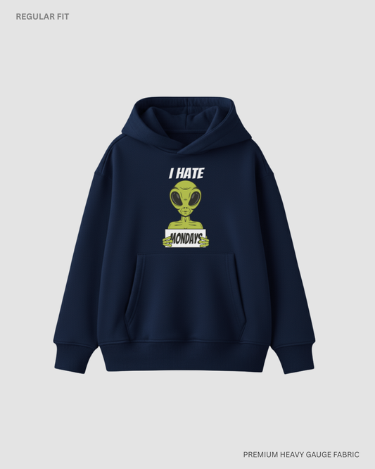 I Hate Mondays Alien & Space Unisex Winter Hoodies NAVY BLUE