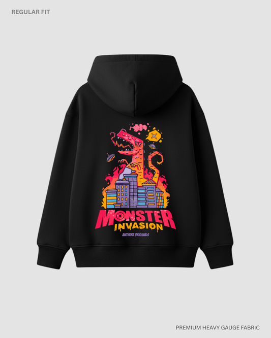Monster Invasion: Antherr Originals Unisex Winter Hoodies BLACK