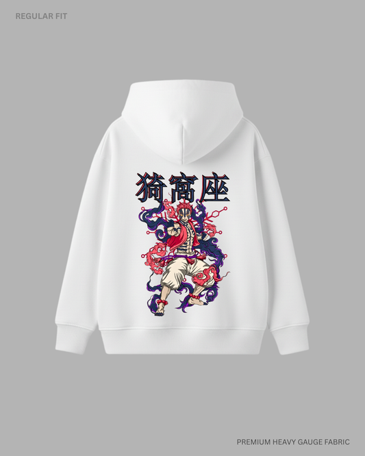 Akaza Upper Moon 3 Anime Unisex Winter Hoodies WHITE