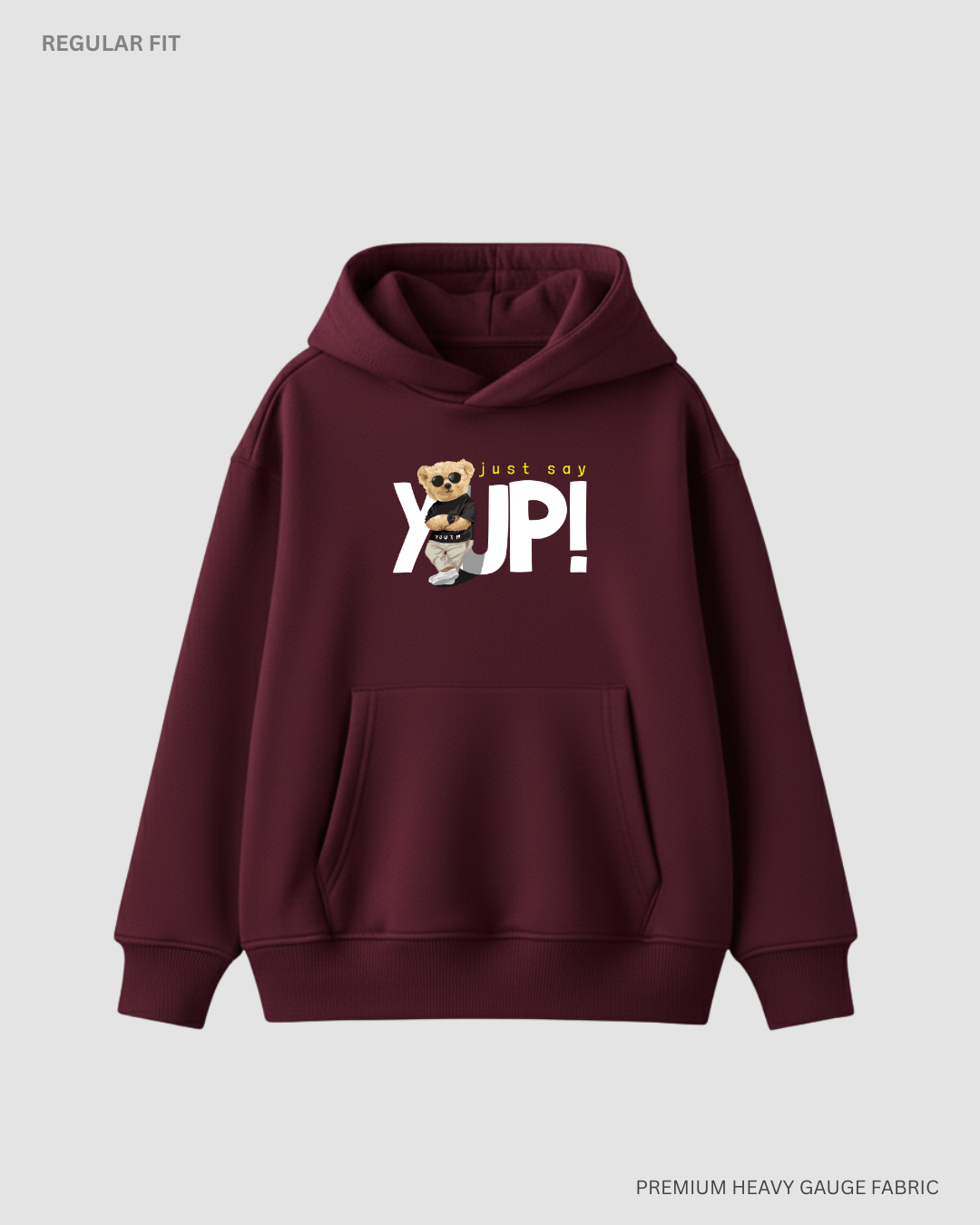 Just Say Yup! Aesthetic Winter Hoodies Maroon