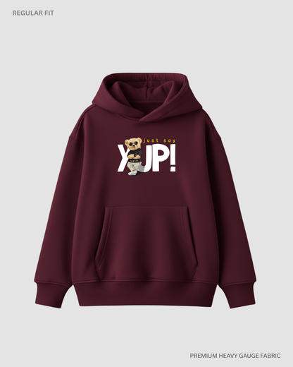 Just Say Yup! Aesthetic Winter Hoodies Maroon