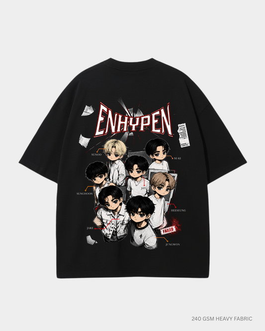 Chibi Enhypen Unisex Oversized T-Shirt | Antherr Core Mint Cotton 240 GSM