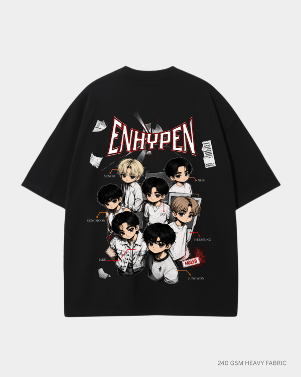 Chibi Enhypen Unisex Oversized T-Shirt | Antherr Core Mint Cotton 240 GSM