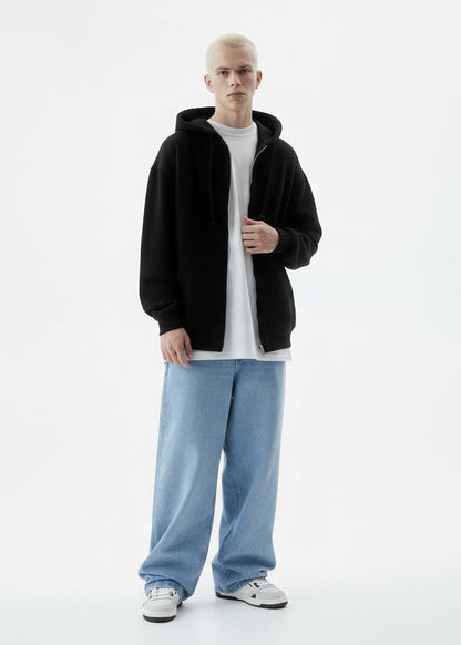 Basic Black Unisex Winter Zipper Hoodies