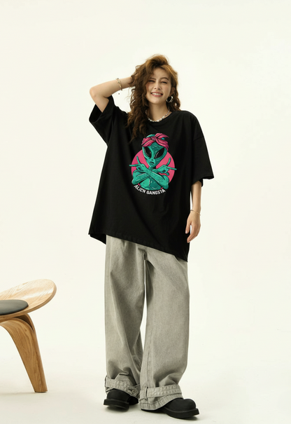 Alien Gangsta: ALIEN & SPACE- Unisex Oversized T-Shirts