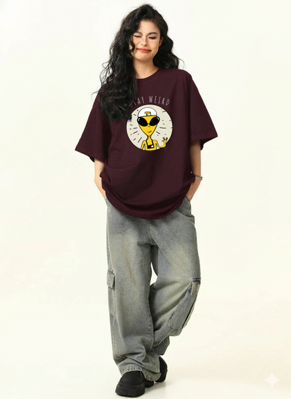 Stay Weird: Alien and Space- Unisex Oversized T-Shirts