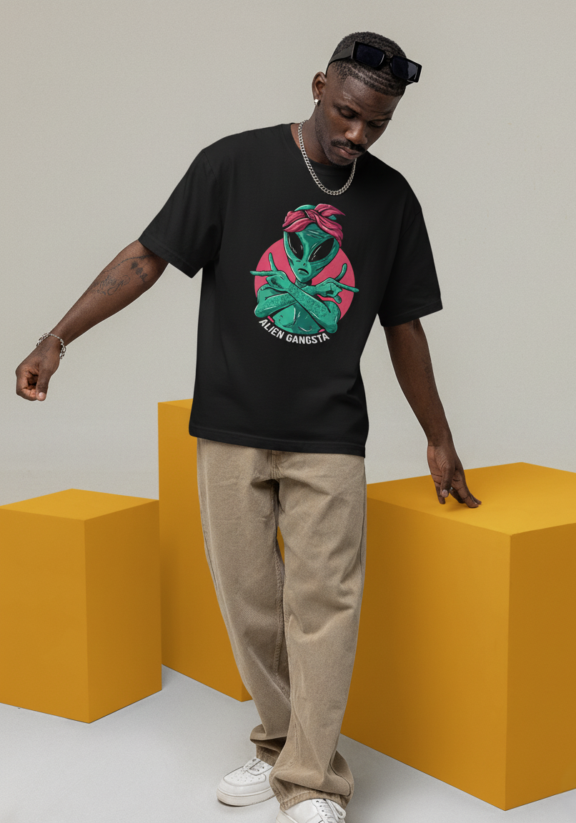 Alien Gangsta: ALIEN & SPACE- Unisex Oversized T-Shirts