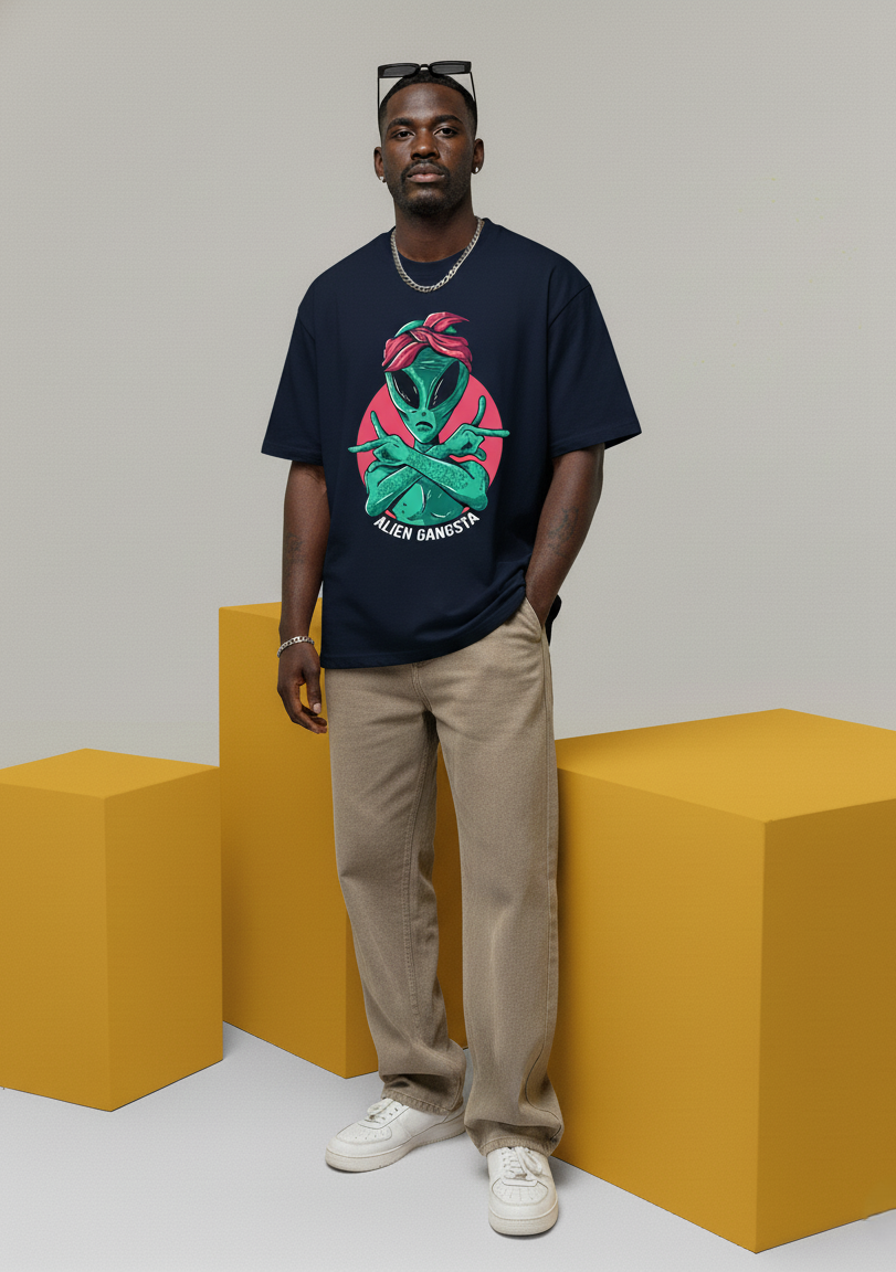Alien Gangsta: ALIEN & SPACE- Unisex Oversized T-Shirts