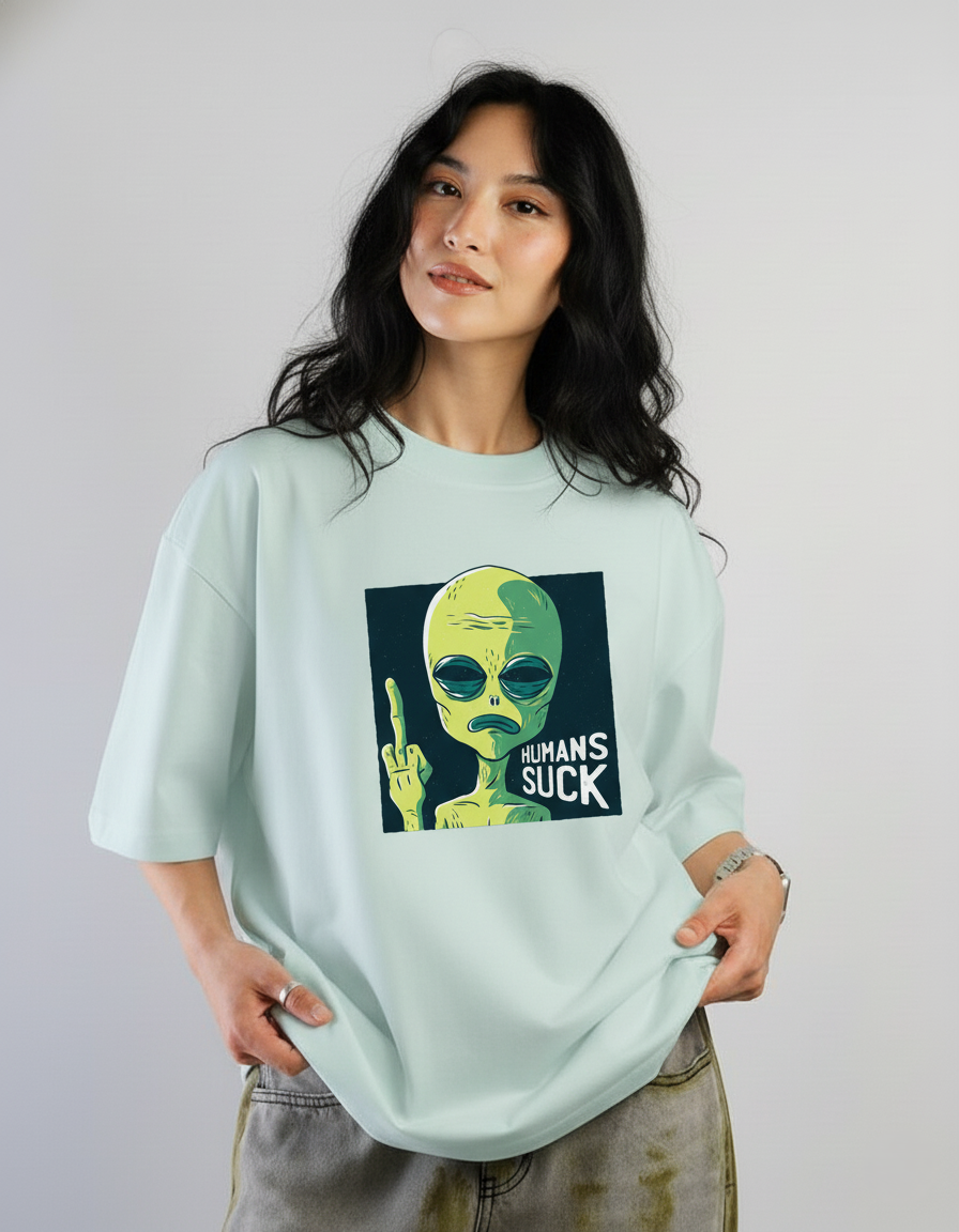 Human Sucks: Alien and Space- Unisex Oversized T-Shirts