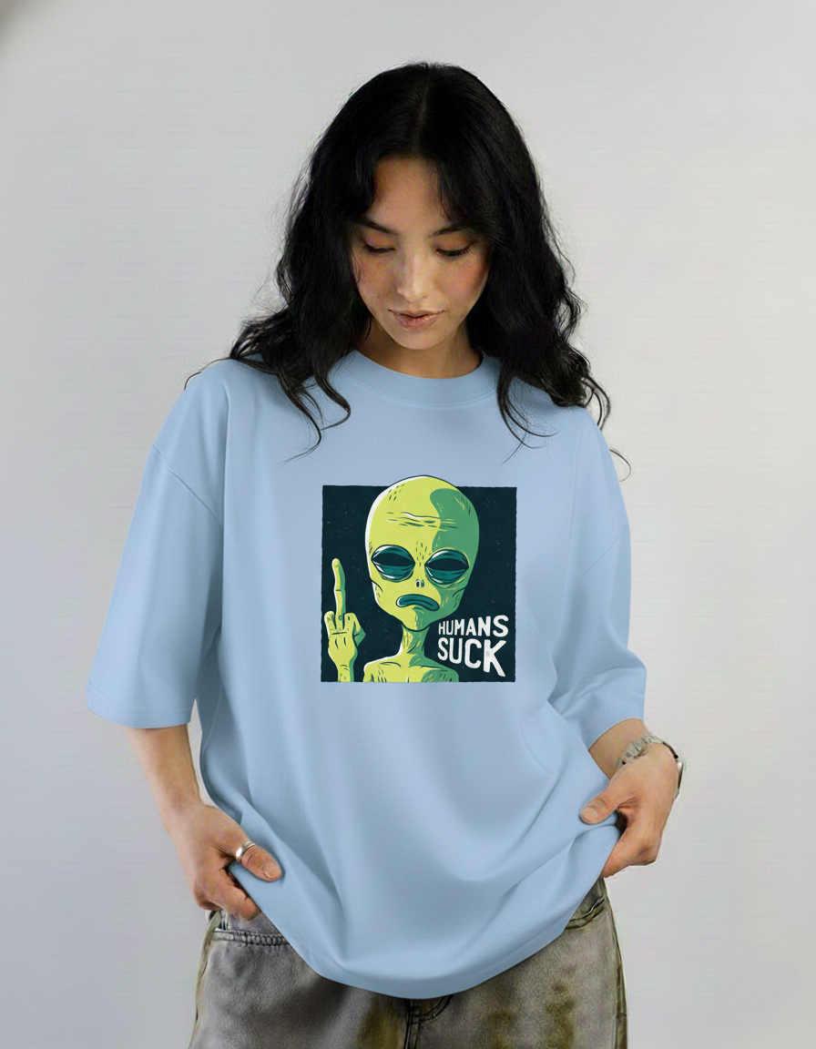 Human Sucks: Alien and Space- Unisex Oversized T-Shirts