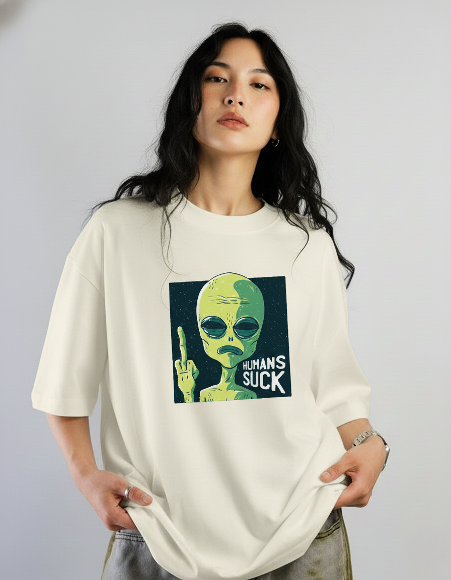 Human Sucks: Alien and Space- Unisex Oversized T-Shirts