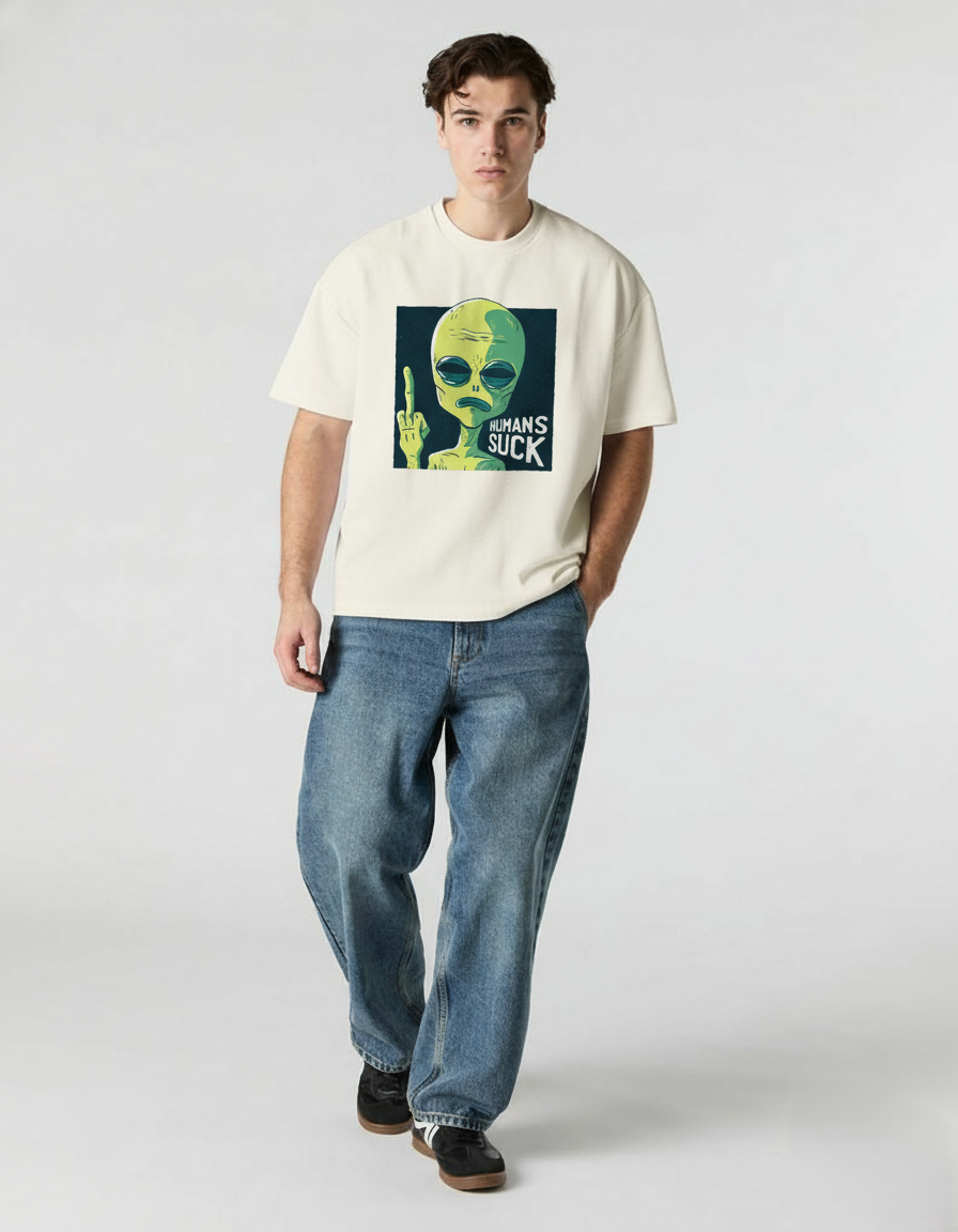 Human Sucks: Alien and Space- Unisex Oversized T-Shirts