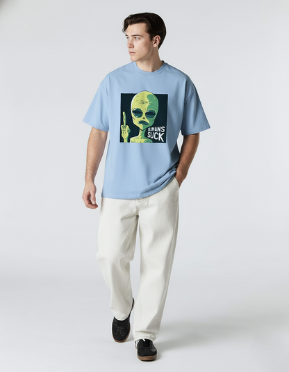 Human Sucks: Alien and Space- Unisex Oversized T-Shirts