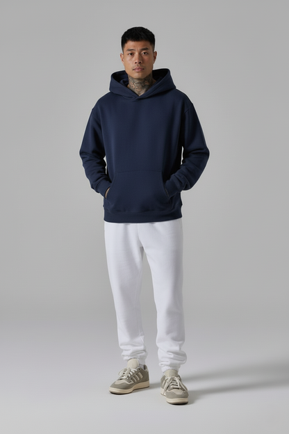 Basic Navy Blue Unisex Winter Hoodies