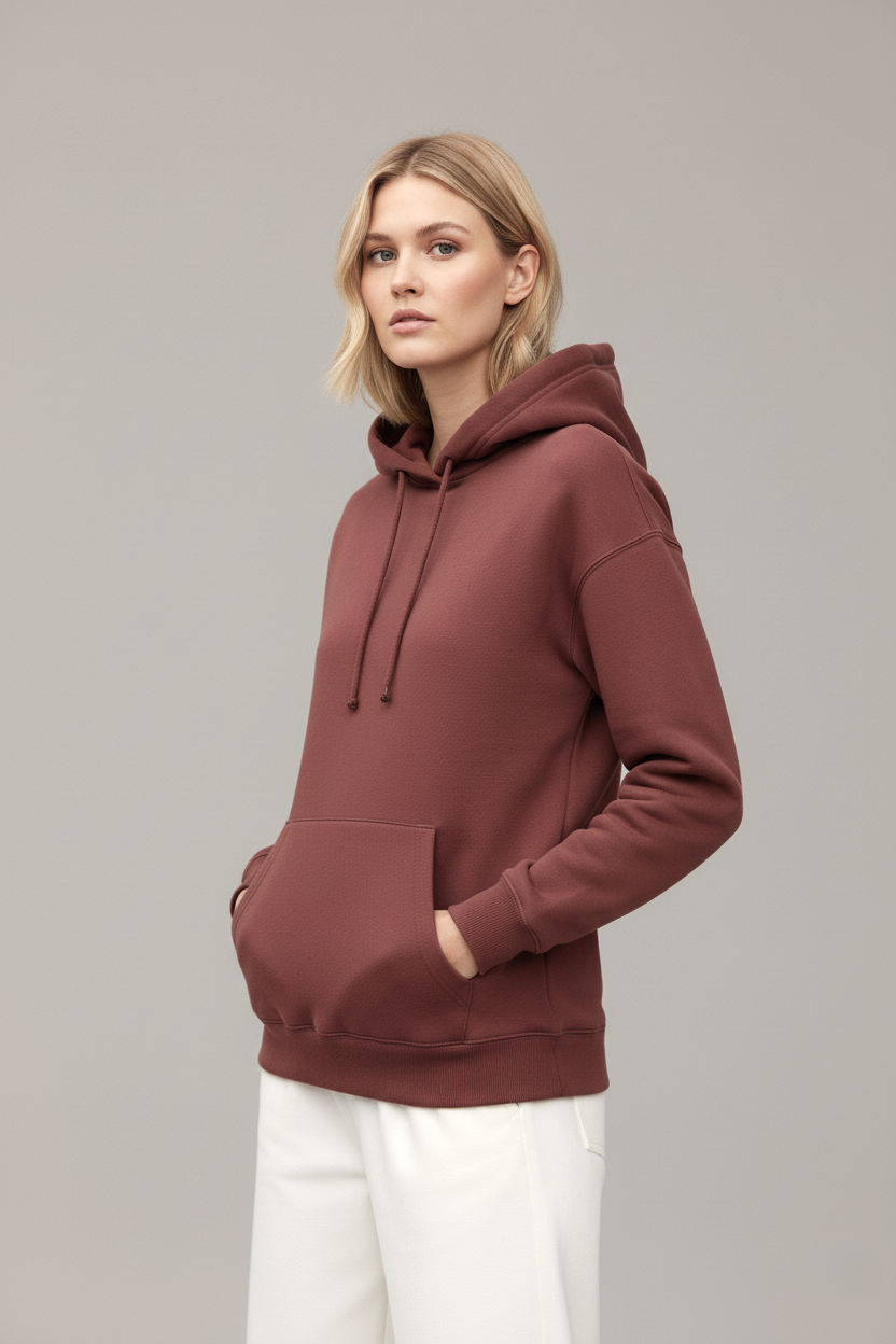 Basic Coral Red Unisex Winter Hoodies