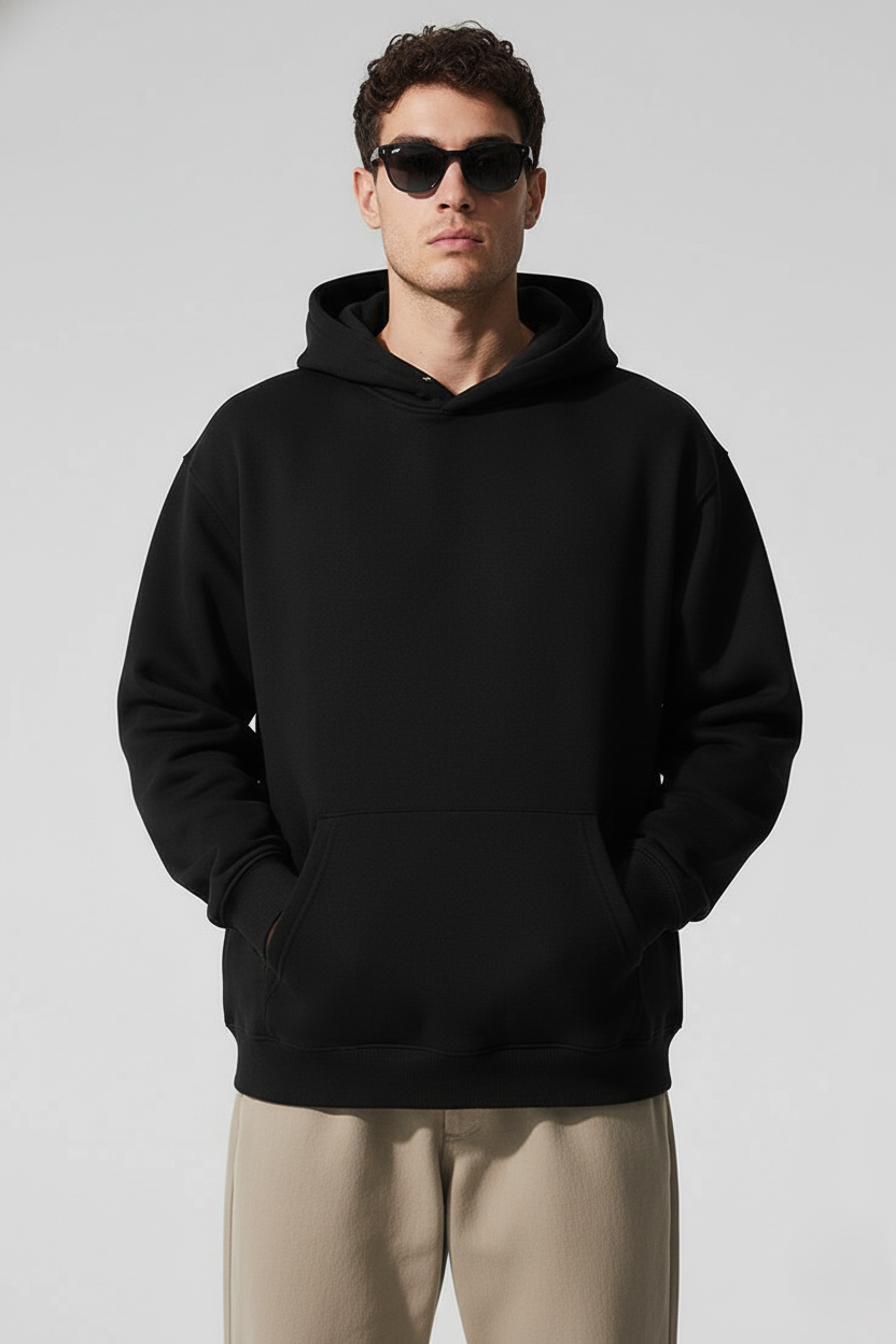 Basic Black Unisex Winter Hoodies