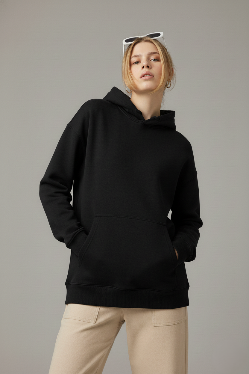 Basic Black Unisex Winter Hoodies
