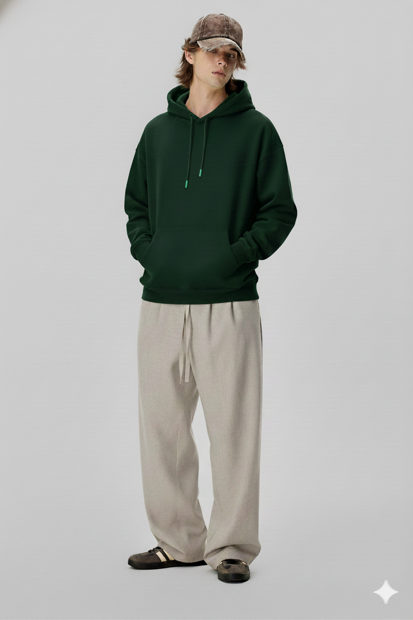 Basic Bottle Green Unisex Winter Hoodies